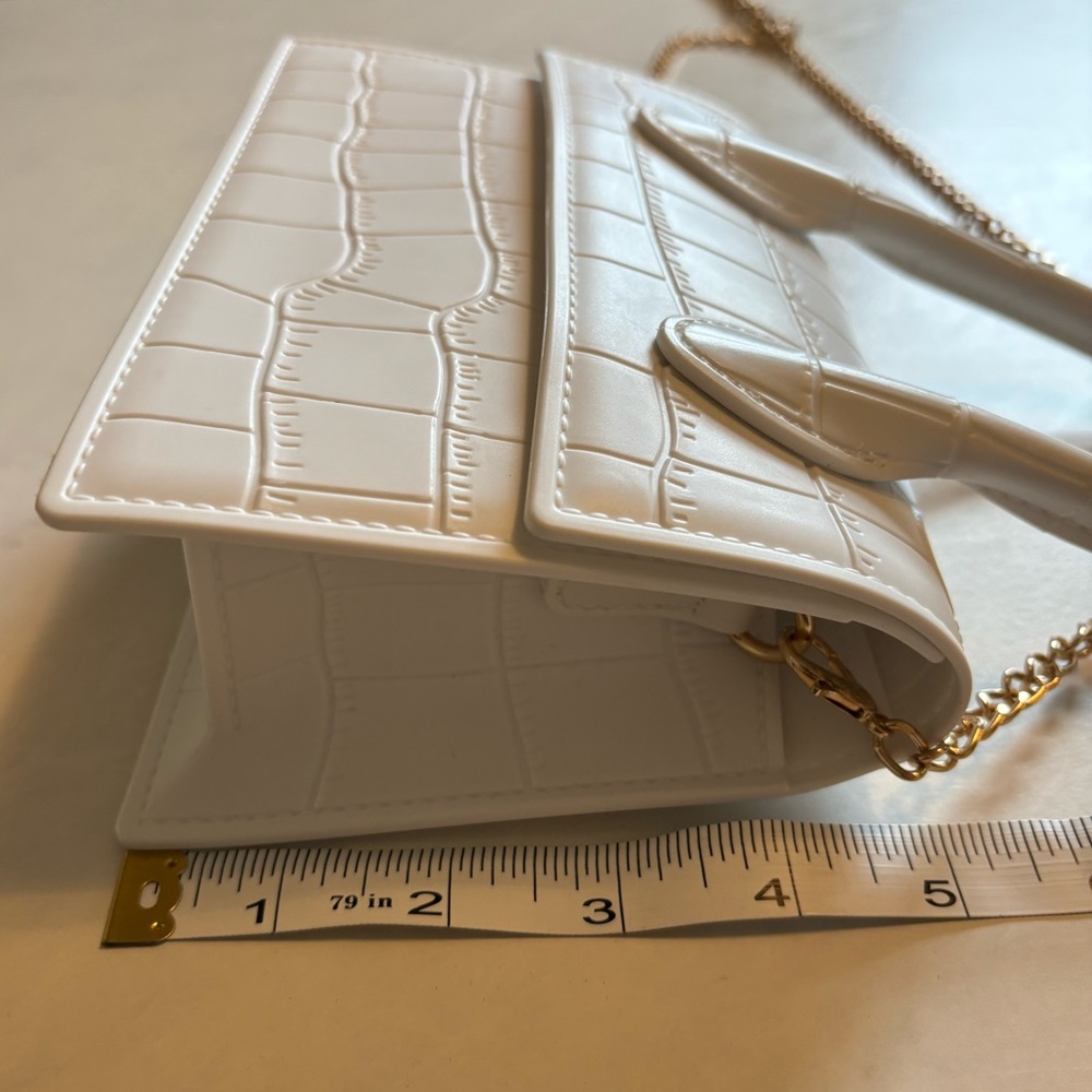 Top Handle Mini Purse in Snakeskin White - Picture 10 of 12